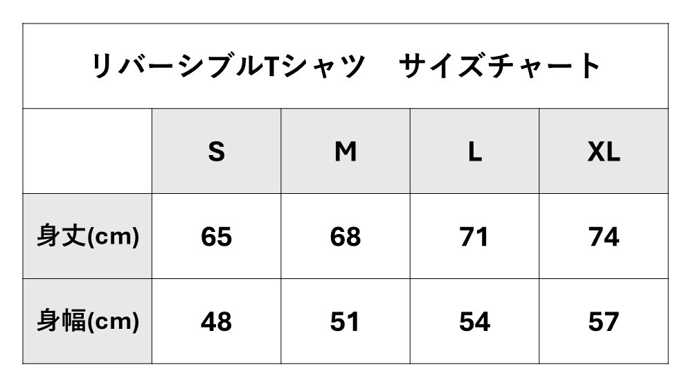 サイズチャートの表