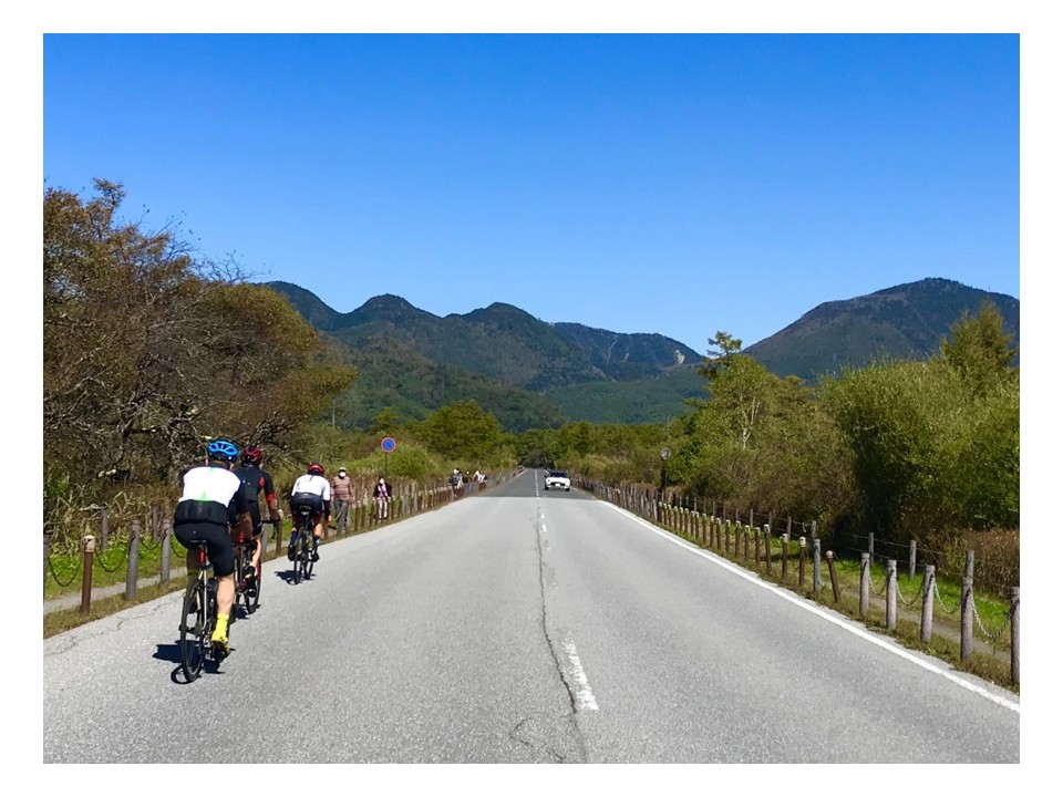 ロードバイクで走る画像